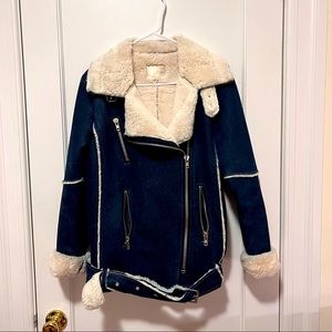 J.O.A. Faux Shearling Biker Jacket